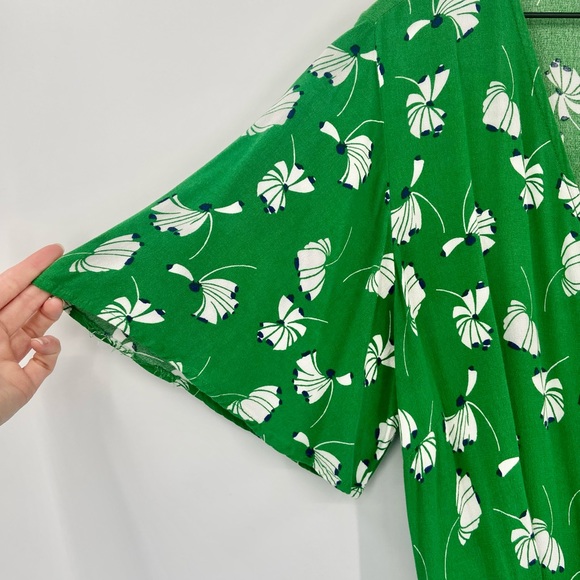 Eloquii Green Floral Print Layered Plus Size Wrap Dress 14 - Picture 3 of 13